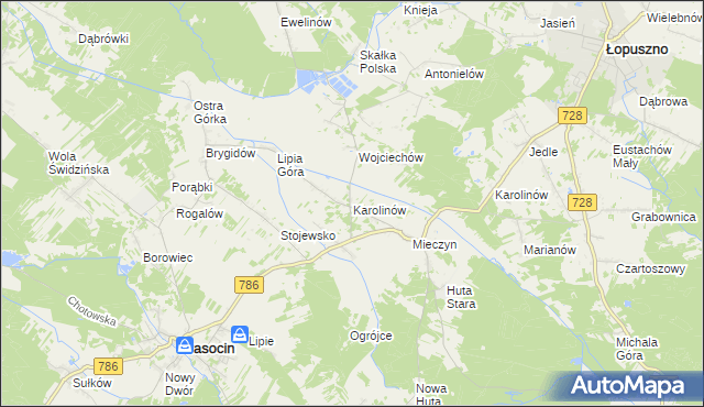 mapa Karolinów gmina Krasocin, Karolinów gmina Krasocin na mapie Targeo