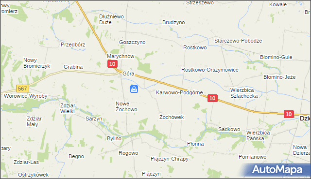 mapa Karwowo-Podgórne, Karwowo-Podgórne na mapie Targeo