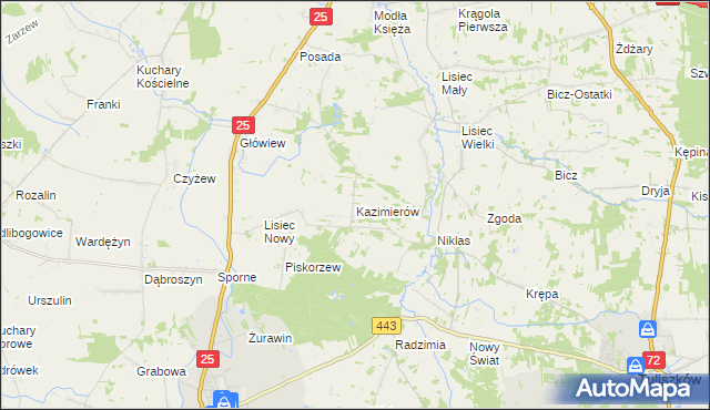 mapa Kazimierów gmina Stare Miasto, Kazimierów gmina Stare Miasto na mapie Targeo