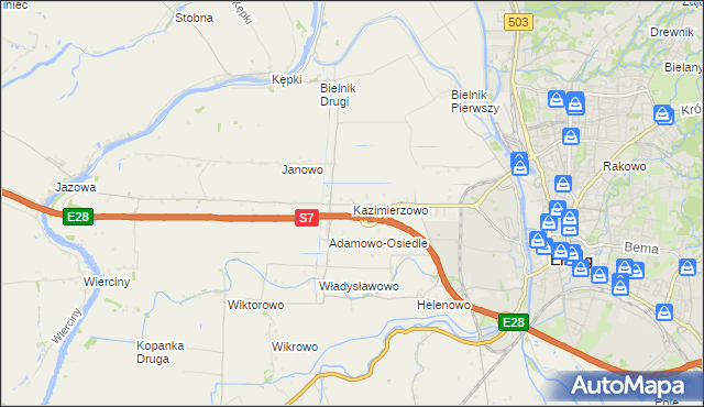 mapa Kazimierzowo gmina Elbląg, Kazimierzowo gmina Elbląg na mapie Targeo