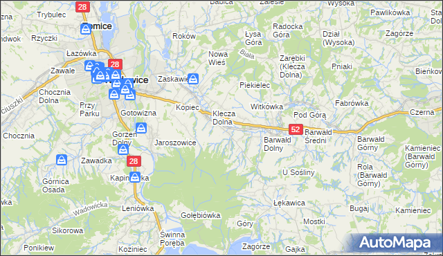 mapa Klecza Górna, Klecza Górna na mapie Targeo
