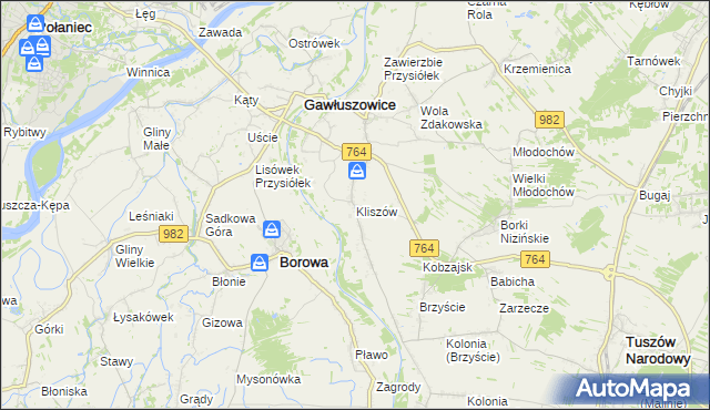 mapa Kliszów gmina Gawłuszowice, Kliszów gmina Gawłuszowice na mapie Targeo