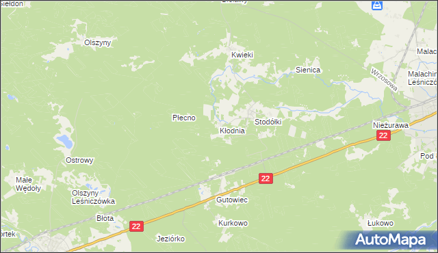 mapa Kłodnia gmina Czersk, Kłodnia gmina Czersk na mapie Targeo