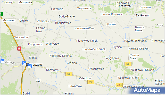 mapa Kłonowiec-Koracz, Kłonowiec-Koracz na mapie Targeo