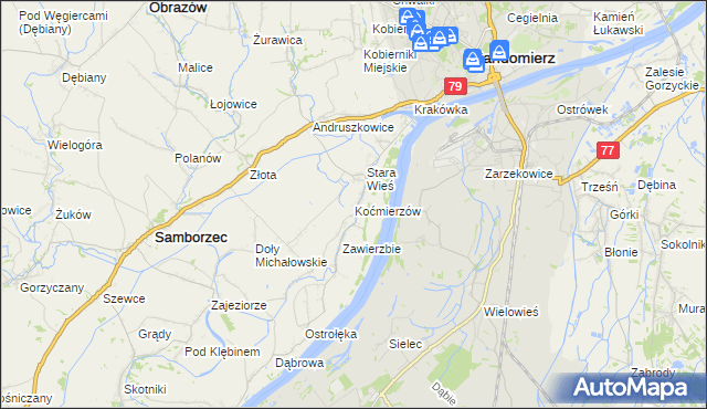 mapa Koćmierzów, Koćmierzów na mapie Targeo