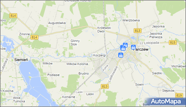 mapa Koczergi, Koczergi na mapie Targeo