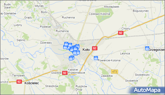 mapa Koło, Koło na mapie Targeo