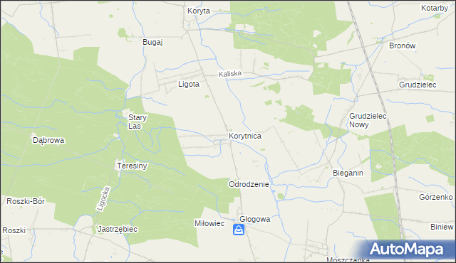 mapa Korytnica gmina Raszków, Korytnica gmina Raszków na mapie Targeo