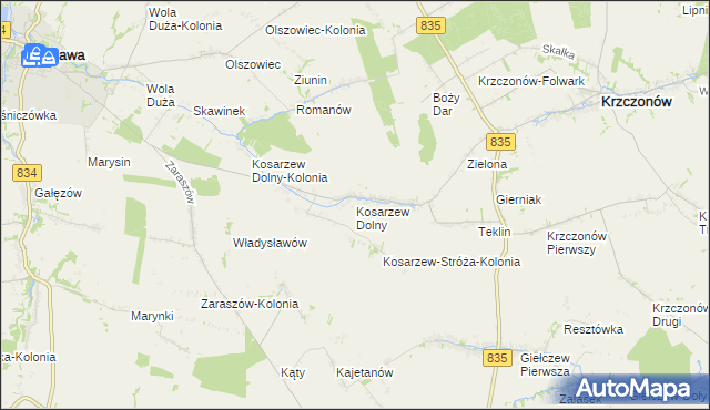 mapa Kosarzew Dolny, Kosarzew Dolny na mapie Targeo