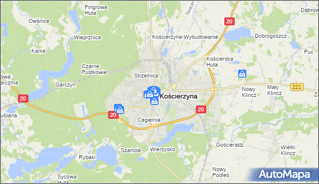 mapa Kościerzyna, Kościerzyna na mapie Targeo