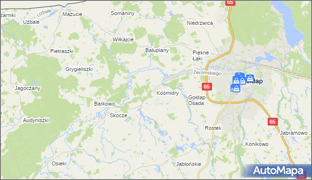 mapa Kośmidry gmina Gołdap, Kośmidry gmina Gołdap na mapie Targeo