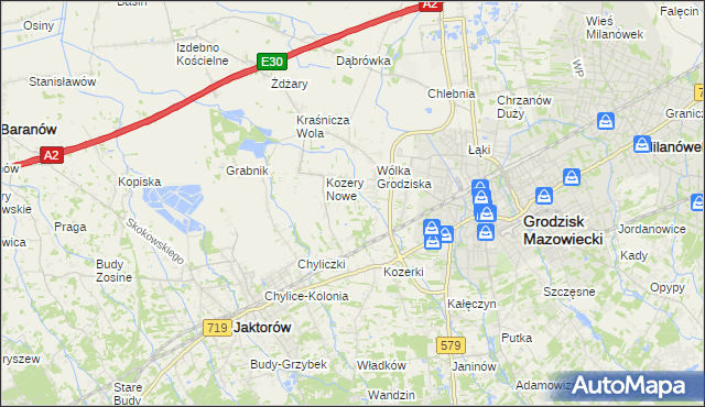 mapa Kozery, Kozery na mapie Targeo