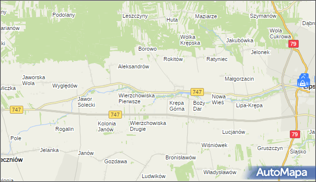 mapa Krępa Kościelna, Krępa Kościelna na mapie Targeo