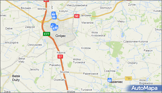 mapa Krobów, Krobów na mapie Targeo