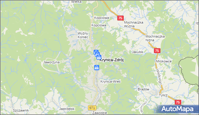mapa Krynica-Zdrój, Krynica-Zdrój na mapie Targeo
