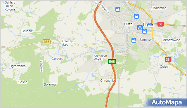 mapa Krzeczyn Wielki, Krzeczyn Wielki na mapie Targeo
