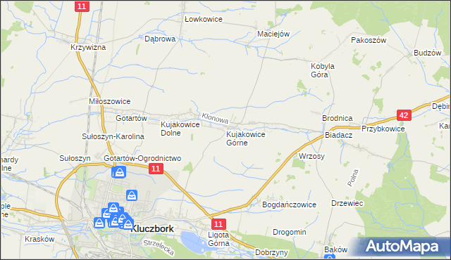 mapa Kujakowice Górne, Kujakowice Górne na mapie Targeo