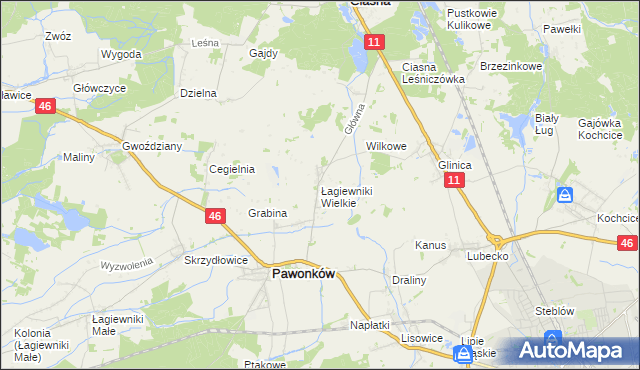 mapa Łagiewniki Wielkie, Łagiewniki Wielkie na mapie Targeo