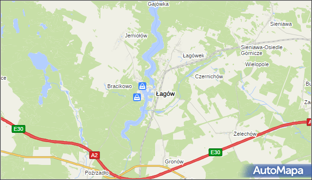 mapa Łagów powiat świebodziński, Łagów powiat świebodziński na mapie Targeo