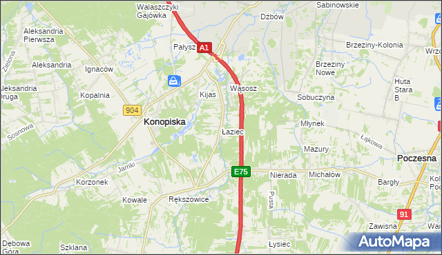 mapa Łaziec, Łaziec na mapie Targeo