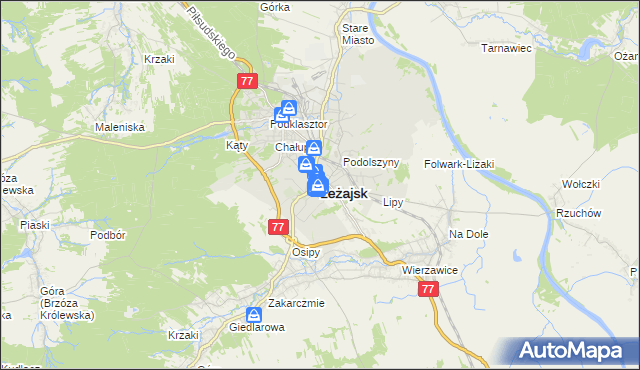 mapa Leżajsk, Leżajsk na mapie Targeo