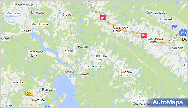 mapa Łobozew Dolny, Łobozew Dolny na mapie Targeo