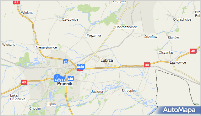 mapa Lubrza powiat prudnicki, Lubrza powiat prudnicki na mapie Targeo