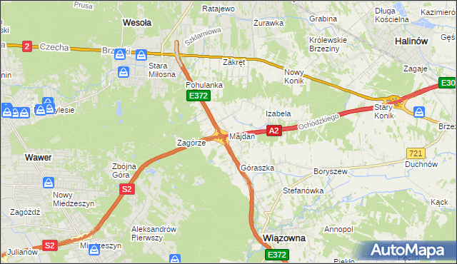 mapa Majdan gmina Wiązowna, Majdan gmina Wiązowna na mapie Targeo