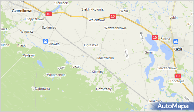 mapa Makowiska gmina Czernikowo, Makowiska gmina Czernikowo na mapie Targeo