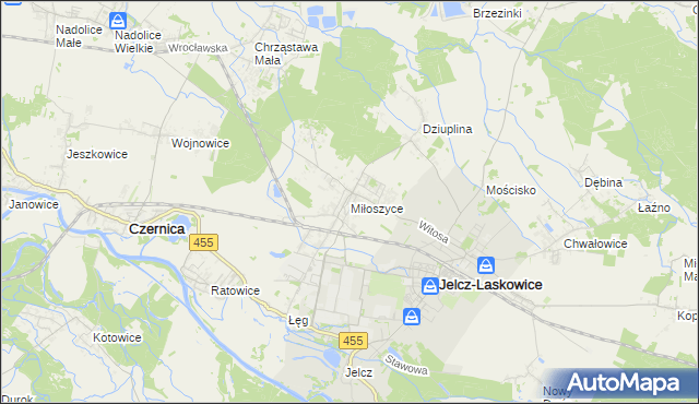 mapa Miłoszyce, Miłoszyce na mapie Targeo