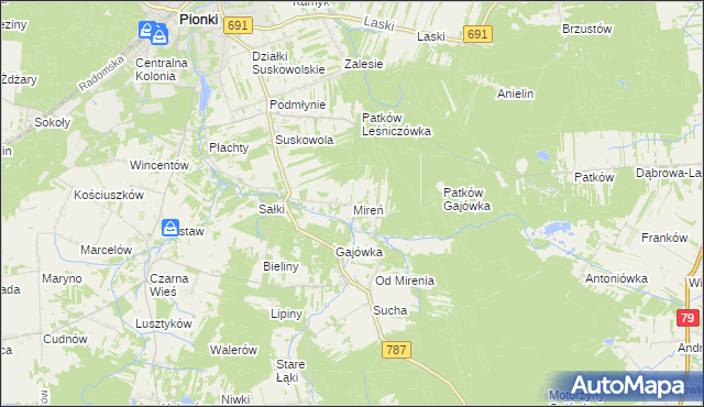 mapa Mireń, Mireń na mapie Targeo