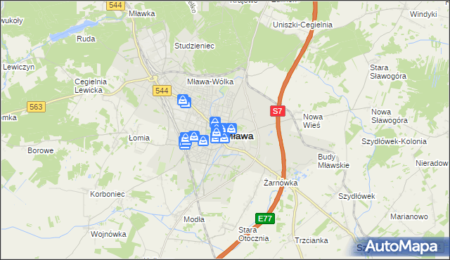 mapa Mława, Mława na mapie Targeo
