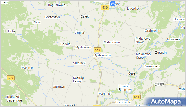 mapa Mysłakówko, Mysłakówko na mapie Targeo