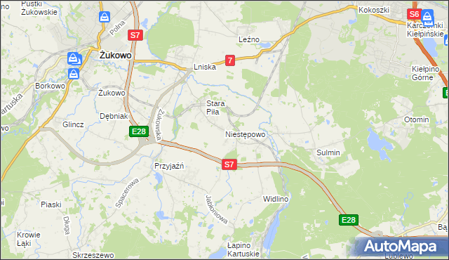mapa Niestępowo, Niestępowo na mapie Targeo