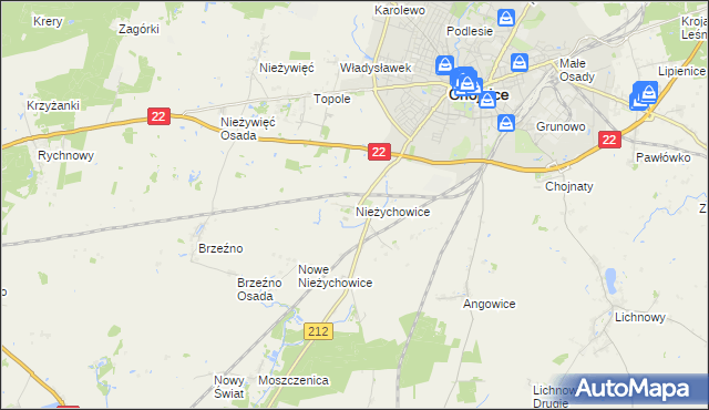mapa Nieżychowice, Nieżychowice na mapie Targeo