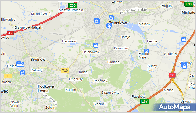 mapa Nowa Wieś gmina Michałowice, Nowa Wieś gmina Michałowice na mapie Targeo