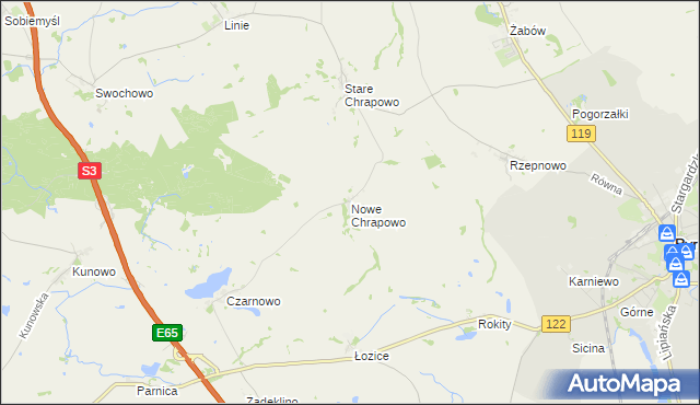 mapa Nowe Chrapowo, Nowe Chrapowo na mapie Targeo