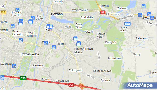 mapa Nowe Miasto gmina Poznań, Nowe Miasto gmina Poznań na mapie Targeo