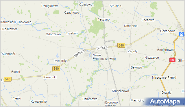 mapa Nowe Proboszczewice, Nowe Proboszczewice na mapie Targeo