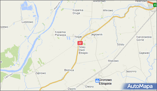 mapa Nowy Dwór Elbląski, Nowy Dwór Elbląski na mapie Targeo