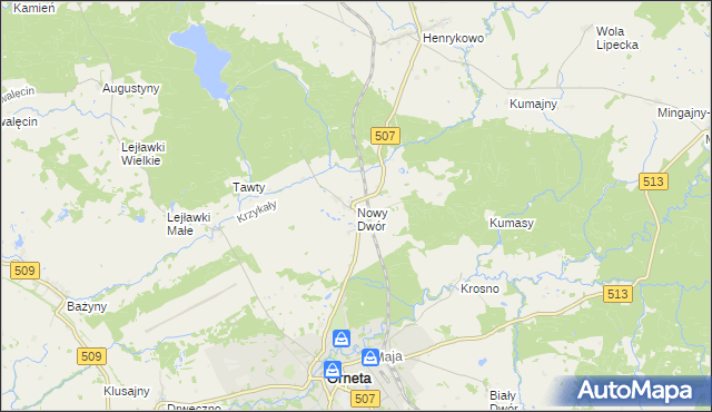 mapa Nowy Dwór gmina Orneta, Nowy Dwór gmina Orneta na mapie Targeo