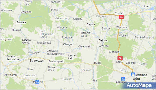 mapa Oblęgorek, Oblęgorek na mapie Targeo