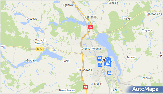 mapa Olecko-Kolonia, Olecko-Kolonia na mapie Targeo