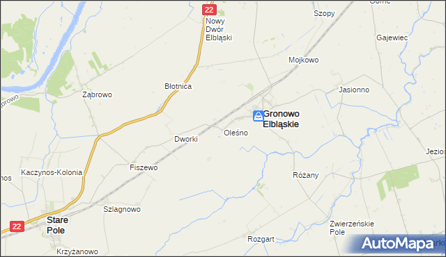 mapa Oleśno, Oleśno na mapie Targeo