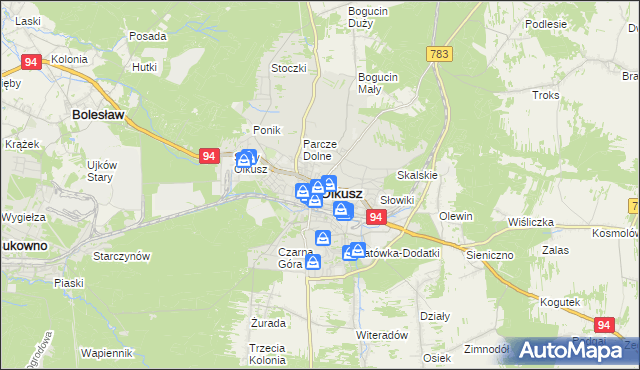 mapa Olkusz, Olkusz na mapie Targeo