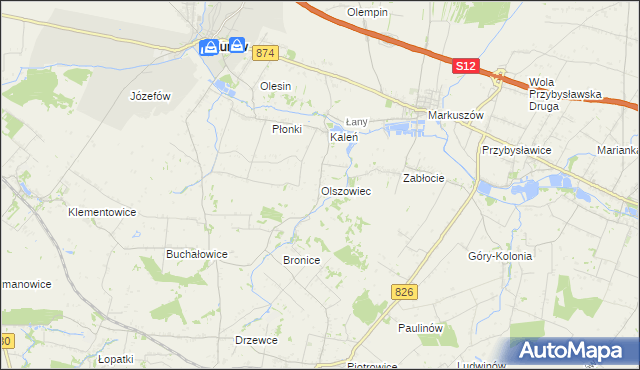 mapa Olszowiec gmina Markuszów, Olszowiec gmina Markuszów na mapie Targeo