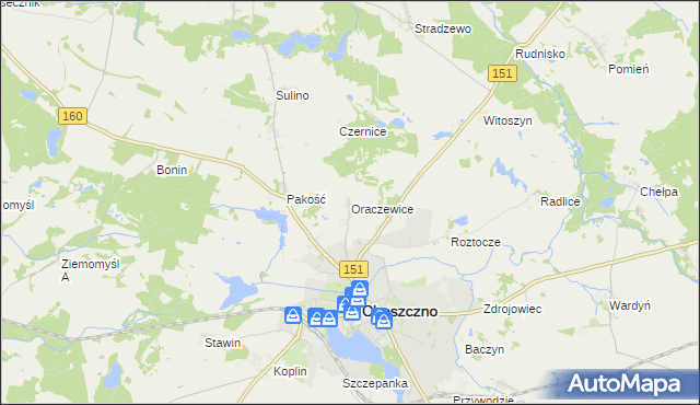 mapa Oraczewice, Oraczewice na mapie Targeo