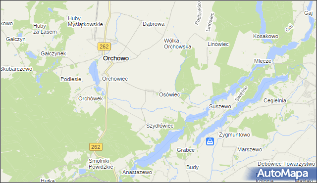 mapa Osówiec gmina Orchowo, Osówiec gmina Orchowo na mapie Targeo