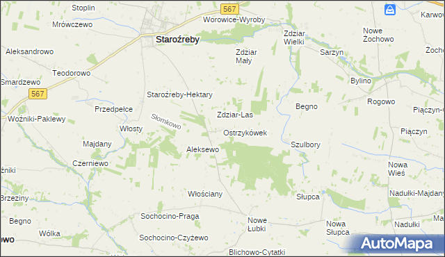 mapa Ostrzykówek, Ostrzykówek na mapie Targeo