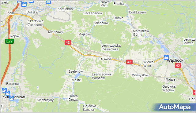 mapa Parszów, Parszów na mapie Targeo